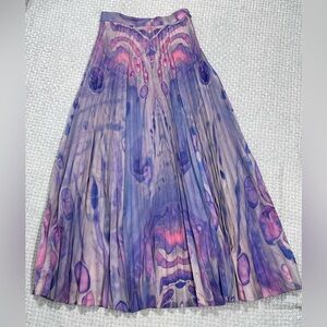Anthropologie Purple Siddhartha Bansal Marble Dyed Pleated Maxi Skirt Size 2